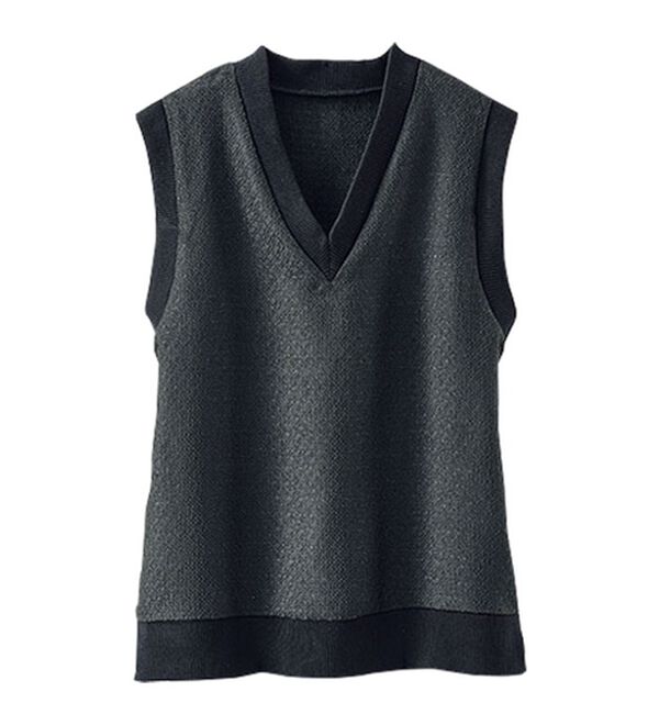 BELLUNA（ベルーナ）の「ツイード調素材Ｖネックデザインベスト（ベスト）」｜詳細画像