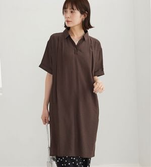BELLUNA（ベルーナ）の「レーヨンナイロン素材切替ワンピース（その他ワンピース）」｜ブラウン