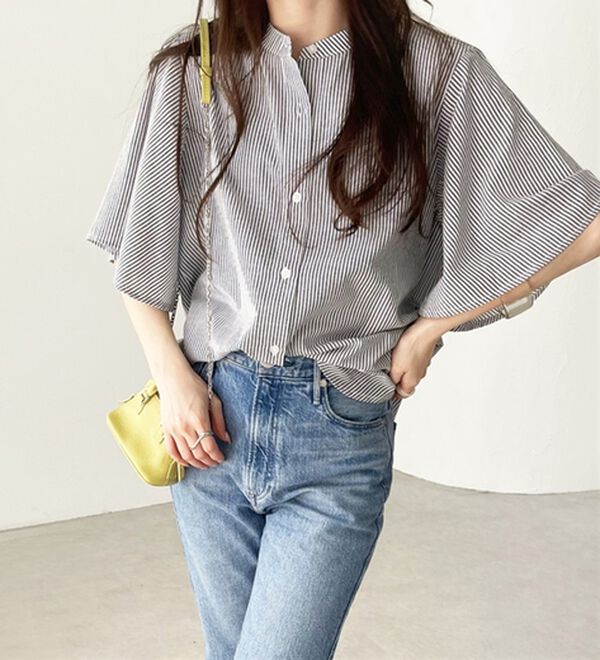 GeeRA（ジーラ）の「フレアー袖バンドカラーブラウス（ブラウス）」｜詳細画像