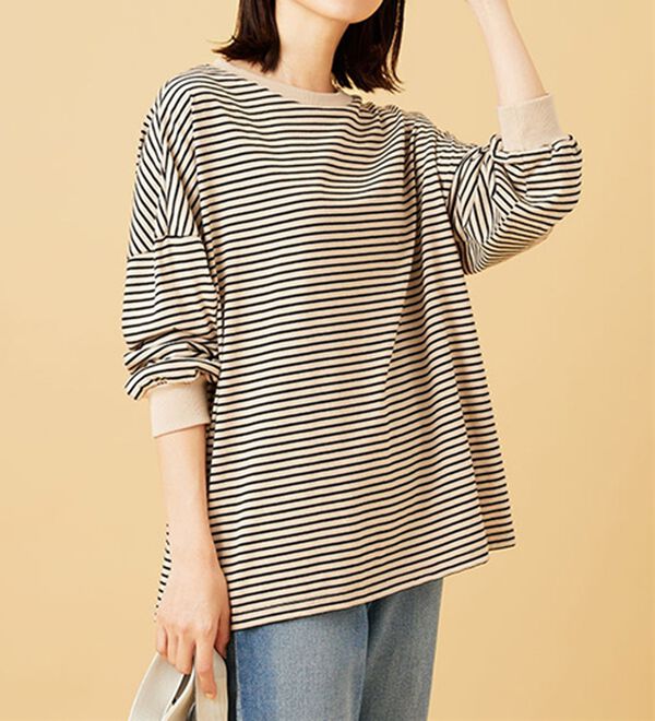 BELLUNA（ベルーナ）の「ゆったり体型カバー！ボーダープルオーバー（カットソー）」｜詳細画像