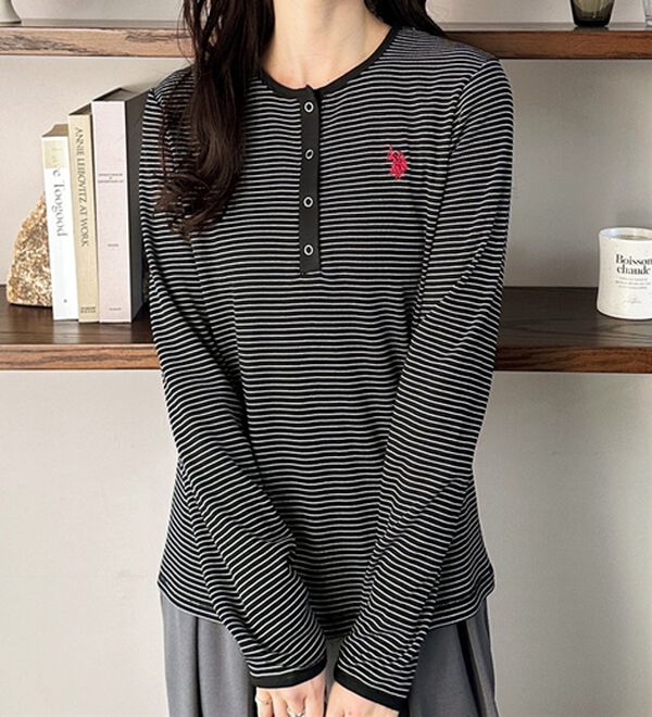 GeeRA（ジーラ）の「【U.S.POLOASSN】ワッフルヘンリーネックカットソー（カットソー）」｜詳細画像