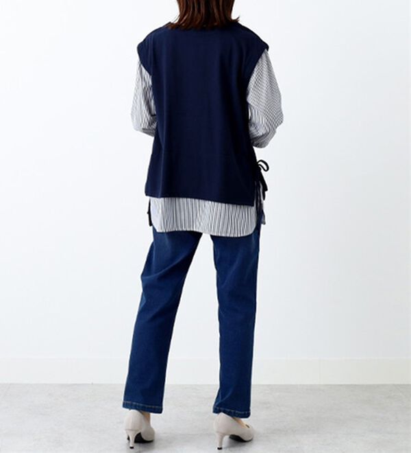 BELLUNA（ベルーナ）の「サイドリボン使いシャツフェイクチュニック（チュニック）」｜詳細画像