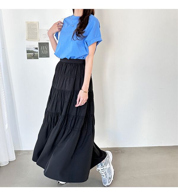 GeeRA（ジーラ）の「綿１００％フレンチスリーブチュニックＴシャツ（カットソー）」｜詳細画像