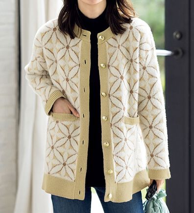 ルフラン（ルフラン）の「花柄フェザーのニットカーデ（その他ジャケット）」