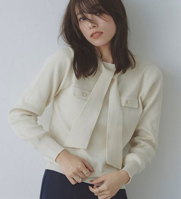 Pierrot（ピエロ）の「ボウタイポケットニット（ニット・セーター）」｜詳細画像