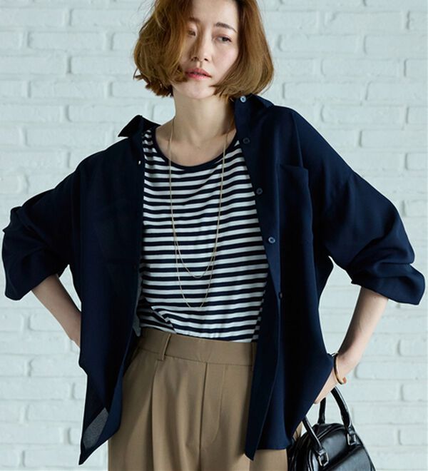 BELLUNA（ベルーナ）の「イージーケア！とろみ素材ビッグシャツ（シャツ）」｜詳細画像