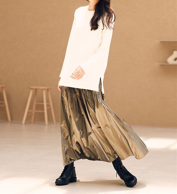 RANAN（ラナン）の「メタリックラウンドティアードスカート（ロングスカート）」｜詳細画像