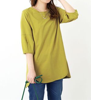 BELLUNA（ベルーナ）の「スリットデザインふんわり袖チュニック（チュニック）」｜イエロー