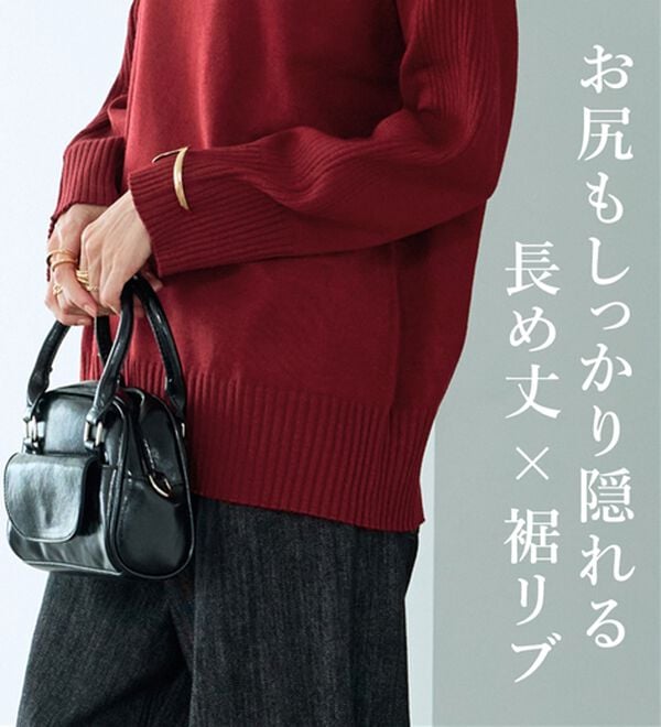 BELLUNA（ベルーナ）の「トレーナーがカジュアルすぎる方に！洗えるリブハイネックニット（ニット・セーター）」｜詳細画像