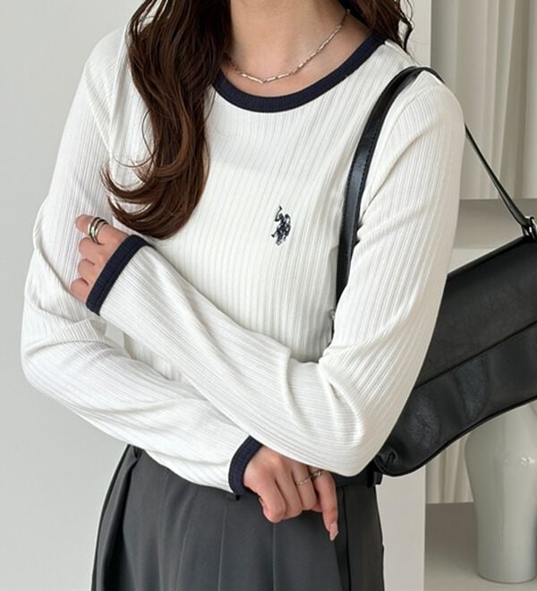 GeeRA（ジーラ）の「【U.S. POLO ASSN.】配色デザインリブロンT（カットソー）」｜オフホワイト