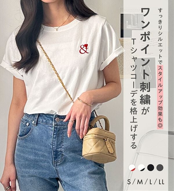 GeeRA（ジーラ）の「アンドハート刺しゅうＴシャツ（Tシャツ）」｜詳細画像