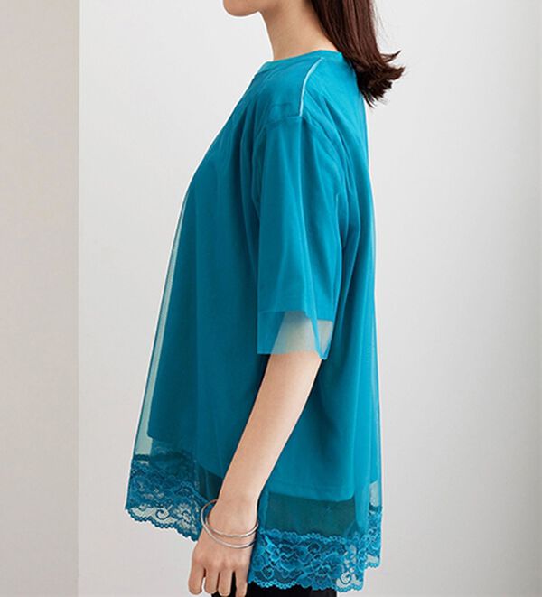 BELLUNA（ベルーナ）の「チュール重ね裾レースデザインプルオーバー（カットソー）」｜詳細画像