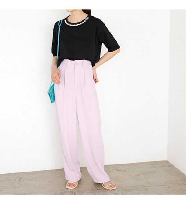 GeeRA（ジーラ）の「コットン天竺パール付デザイントップス（Tシャツ）」｜詳細画像