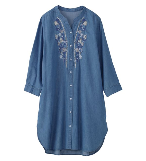 BELLUNA（ベルーナ）の「デニム素材華やか刺しゅうワンピース（その他ワンピース）」｜詳細画像