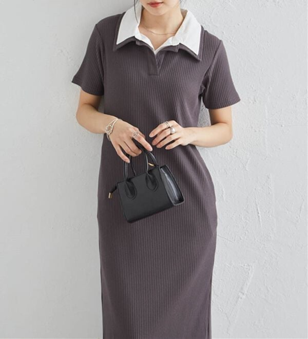 RANAN（ラナン）の「ダブルカラーリブワンピース（カットソーワンピース）」｜詳細画像