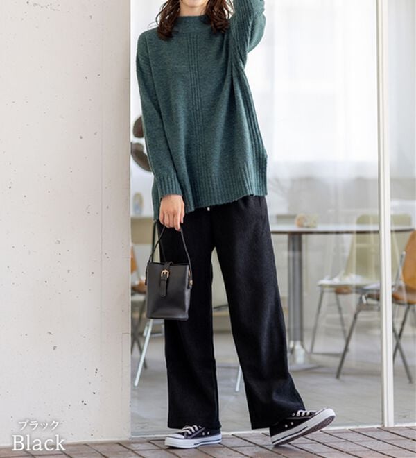 BELLUNA（ベルーナ）の「なめらか裏ベロアコーデュロイワイドパンツ（ワイドパンツ・ガウチョ）」｜詳細画像