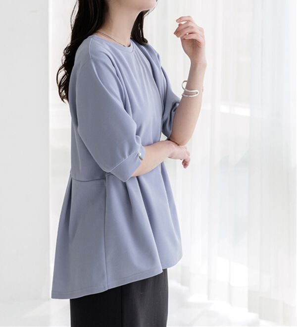 BELLUNA（ベルーナ）の「ジョーゼット素材タック使いＴブラウス（ブラウス）」｜詳細画像