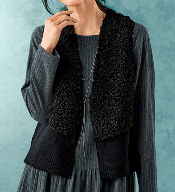 BELLUNA（ベルーナ）の「プードルファー切替ニットベスト（ベスト）」｜詳細画像