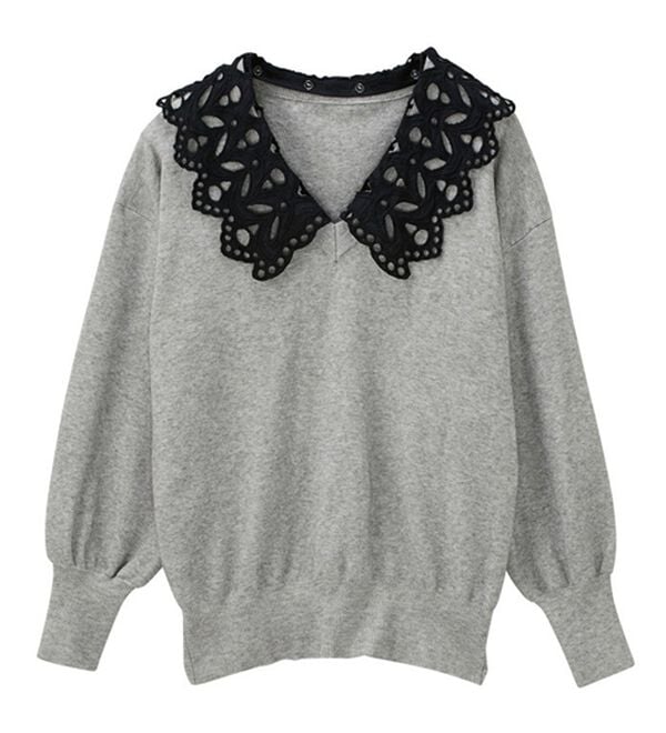 GeeRA（ジーラ）の「レース衿付ニット（ニット・セーター）」｜詳細画像