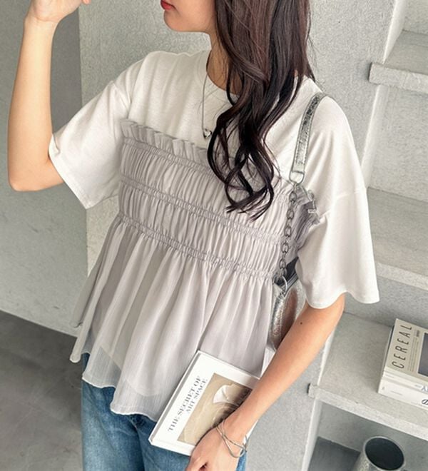 GeeRA（ジーラ）の「シアービスチェドッキングＴシャツ（カットソー）」｜詳細画像