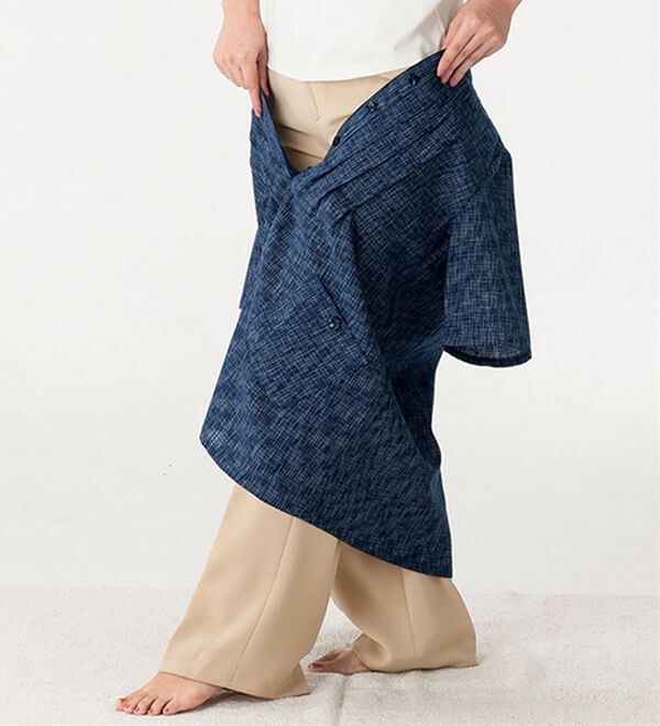 ルフラン（ルフラン）の「【２色組】かすり調半開チュニック＜浅葱～あさぎ～＞（チュニック）」｜詳細画像