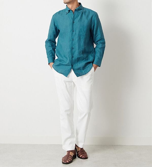 「＜コムルヴァン・オム＞大人のフレンチリネン１００％シャツ（メンズシャツ）」｜詳細画像