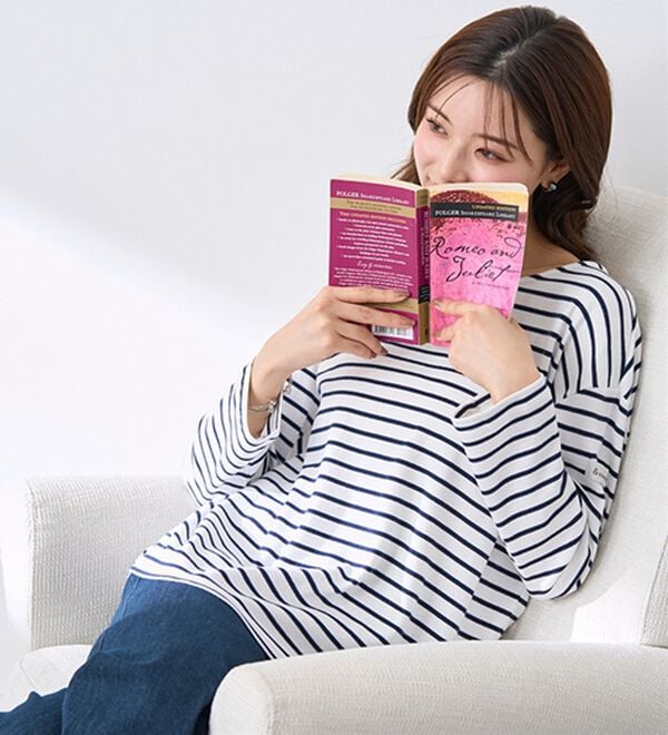 BELLUNA（ベルーナ）の「 ＜＆ｃｏｃｏｃｈｉ＞ハピネスコットン１００％ボーダープルオーバー（カットソー）」｜詳細画像