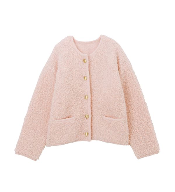 RANAN（ラナン）の「ゴールド調ボタンループ編みニットジャケット（ニットカーディガン）」｜詳細画像