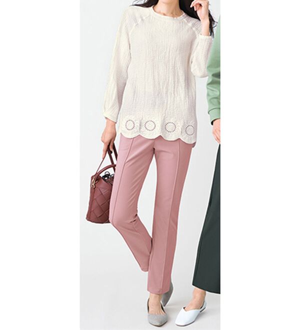 VINNO（ヴィノ）の「＜日本製＞美のフィット裏起毛ハイテンションストレートパンツ（フルレングスパンツ）」｜詳細画像