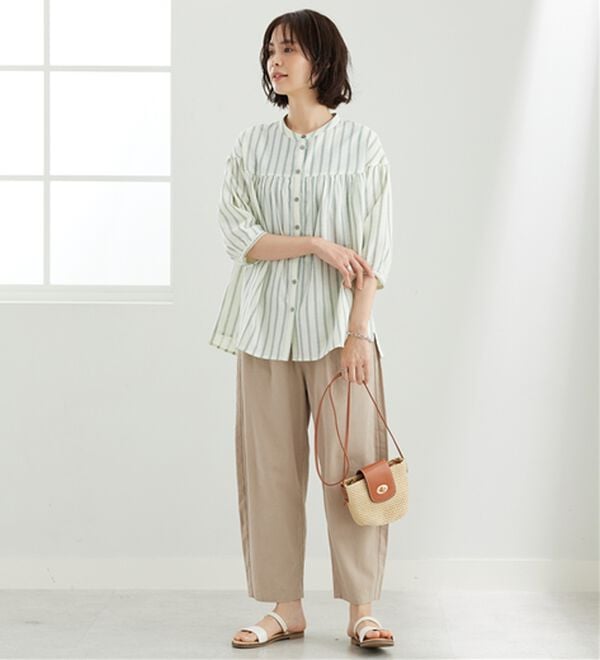 BELLUNA（ベルーナ）の「ダブルガーゼ素材切替デザインブラウス（ブラウス）」｜詳細画像