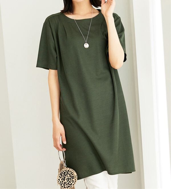 BELLUNA（ベルーナ）の「かのこ素材肩タックデザインワンピース（チュニック）」｜詳細画像