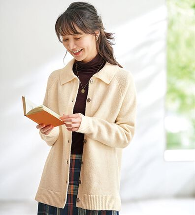 BELLUNA（ベルーナ）の「ふんわり衿付ニットカーディガン（ニットカーディガン）」