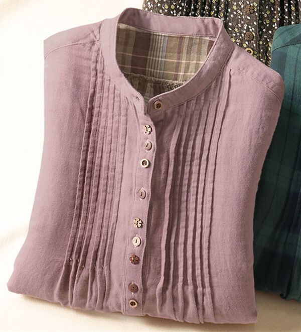 BELLUNA（ベルーナ）の「綿１００％ダブルガーゼオーバーブラウス（ブラウス）」｜ローズ