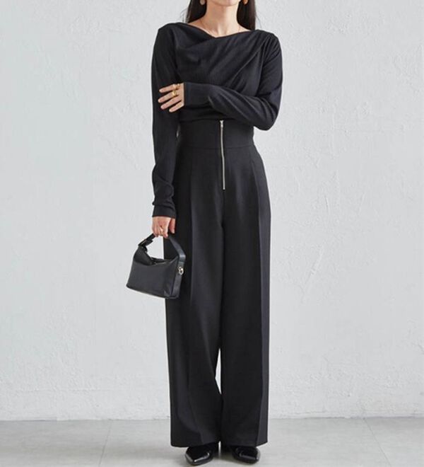 RANAN（ラナン）の「ハイウエストジップワイドパンツ（ワイドパンツ・ガウチョ）」｜詳細画像