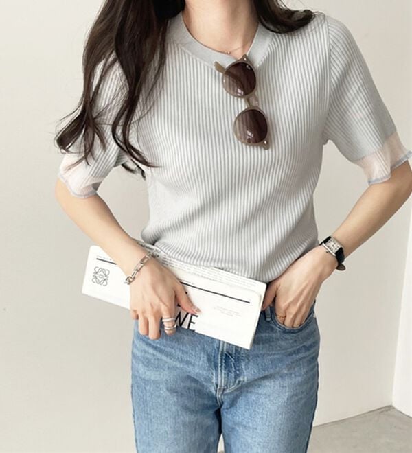 GeeRA（ジーラ）の「『ドラマ着用商品』 袖口シアーリブニット（ニット・セーター）」｜詳細画像