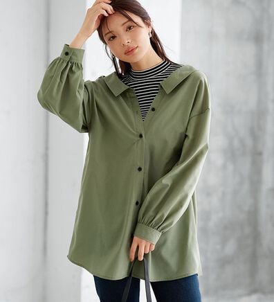 BELLUNA（ベルーナ）の「重ね着風抜き衿デザインシャツチュニック（チュニック）」