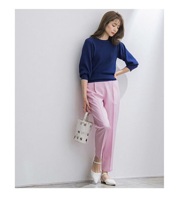 Pierrot（ピエロ）の「リネンタッチゴールドボタンパフスリーブニット（ニット・セーター）」｜詳細画像