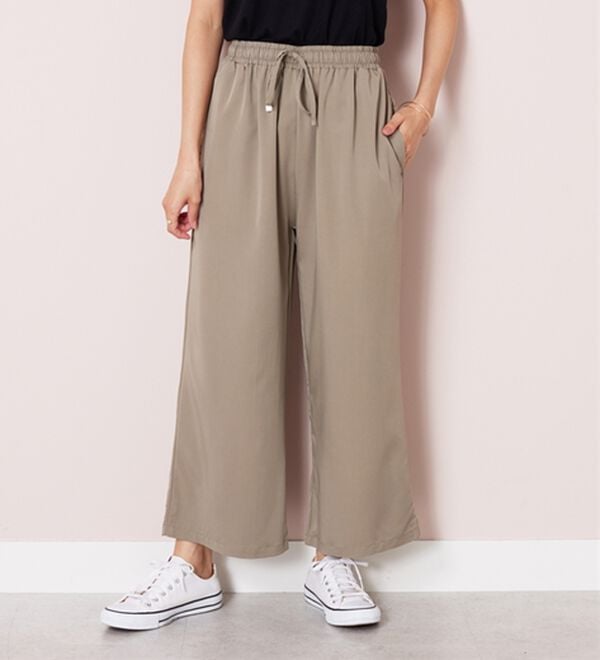 BELLUNA（ベルーナ）の「【接触冷感】なめらかタッチイージーワイドパンツ（ワイドパンツ・ガウチョ）」｜モカベージュ