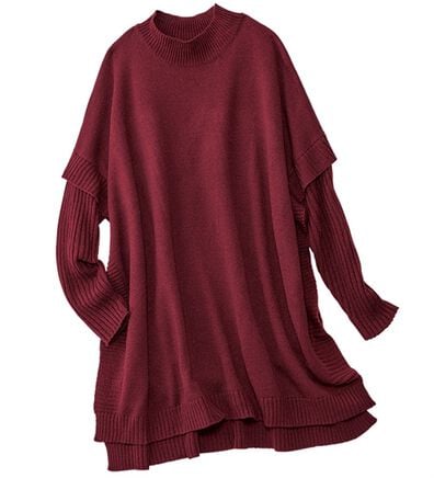 BELLUNA（ベルーナ）の「ワイドシルエット重ね着風ニットチュニック（チュニック）」