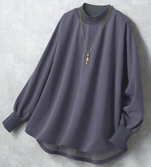 BELLUNA（ベルーナ）の「Ｔシャツ感覚なのにきちんとブラウス見え！カットジョーゼットプルオーバー（ブラウス）」｜詳細画像