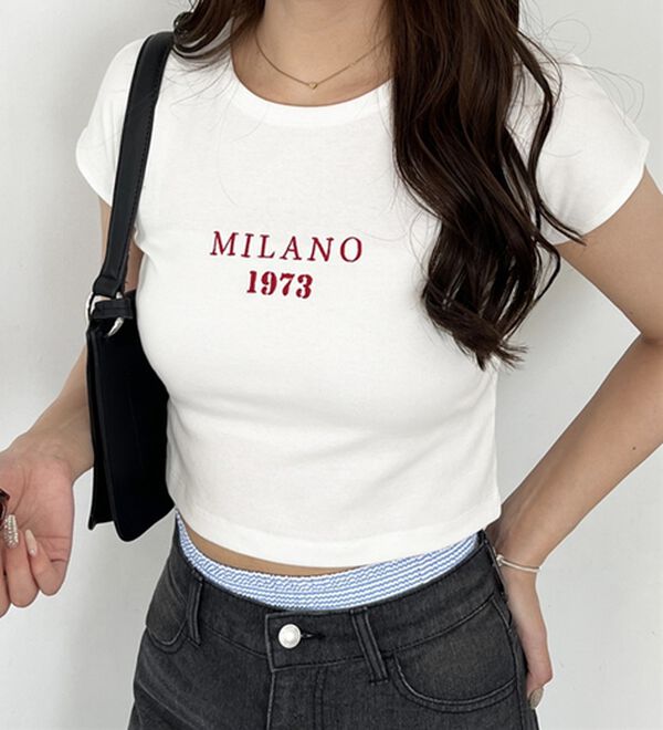 GeeRA（ジーラ）の「刺しゅうロゴコンパクトＴシャツ（カットソー）」｜詳細画像