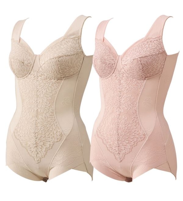 「【２色組】ミセスの為の優しい着心地ボディスーツ（ボディスーツ・シェイパー）」｜2色組