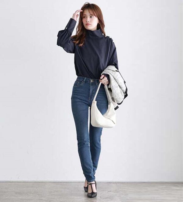 Pierrot（ピエロ）の「【ＸＳ～４Ｌ】ストレッチスキニーデニムパンツ（フルレングスパンツ）」｜詳細画像