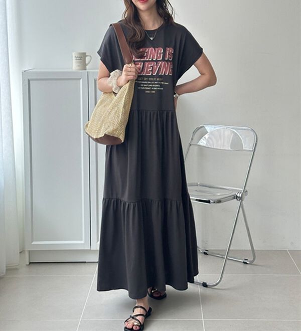 GeeRA（ジーラ）の「ピグメント風ティアードプリントＴシャツワンピース（カットソーワンピース）」｜詳細画像