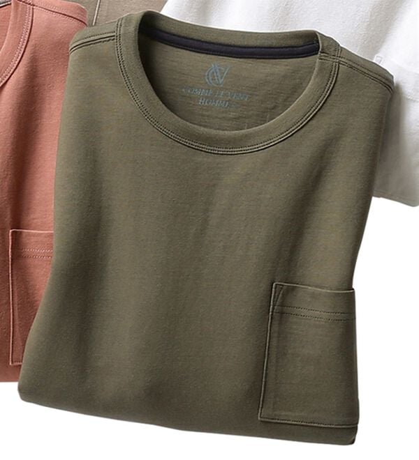 「綿１００％ベーシックＴシャツＮＥＯ（メンズＴシャツ）」｜カーキ