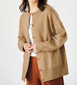 BELLUNA（ベルーナ）の「エコ素材ゆったりニットカーディガン（ニットカーディガン）」｜モカ
