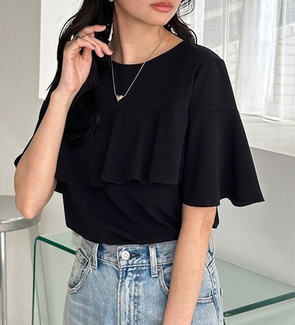 GeeRA（ジーラ）の「ラッフルフリルフレアースリーブＴブラウス（ブラウス）」｜詳細画像