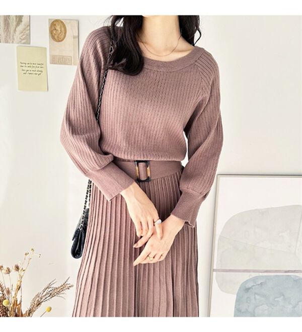 GeeRA（ジーラ）の「前後２ＷＡＹプリーツニットワンピース（ニットワンピース）」｜詳細画像