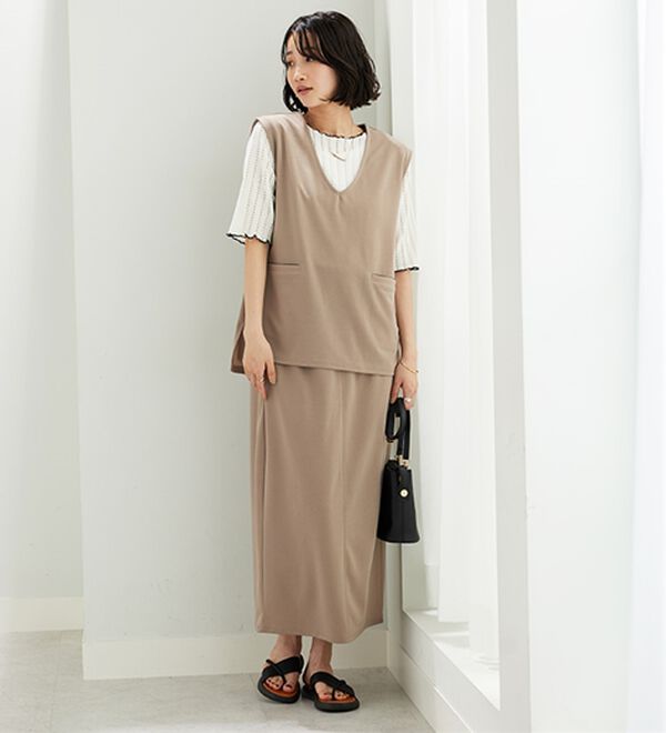 BELLUNA（ベルーナ）の「機能付ジョーゼット素材ベストセットアップ（セットアップ）」｜詳細画像