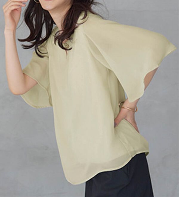 RANAN（ラナン）の「【ひんやり】フレアー袖シフォンブラウス（ブラウス）」｜詳細画像